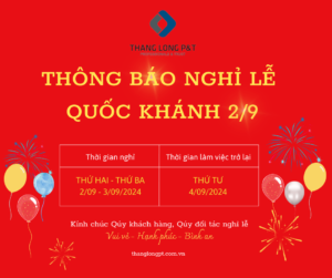 Thăng Long P&T thông báo lịch nghỉ lễ Quốc khánh 2/9