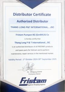 Chứng nhận đại lý Fristam