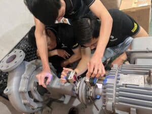 Test lý thuyết và thực hành sau chương trình đào tạo kiến thức cơ bản về máy bơm